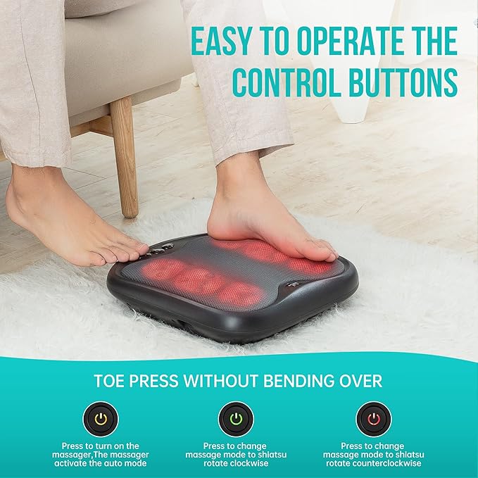 Snailax Shiatsu Foot Massager with Heat, Washable Cover Kneading Foot & Back Massager, Heated Feet Warmer, Electric Feet Massager Machine for Plantar Fasciitis