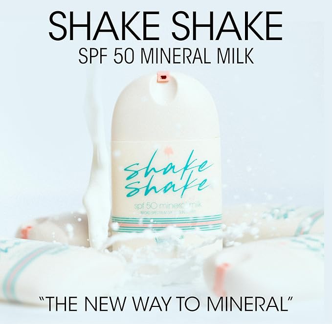 Vacation Shake Shake SPF 50 Mineral Milk Face Sunscreen, Non-Comedogenic, Streak-Free, Water-Resistant Broad Spectrum Sun Block, Non-Nano Zinc Formula, Vegan, Moisturizer with SPF, 1.7 Fl. Oz.