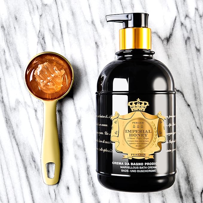 Perlier Imperial Honey Shower & Bath Cream - Nourishing & Soothing Luxury Bath Cream Made With 100% Organic Italian Honey For Deep Moisturization And Hydration (16.9 Fluid Oz.)