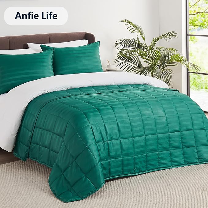 Weighted Blanket Queen/King Size (80"x87" 15lbs),Ultra Soft and Cozy Cooling Weighted Blanket for Adult,Heavy Blanket with Machine Washable Soft Blanket, Green