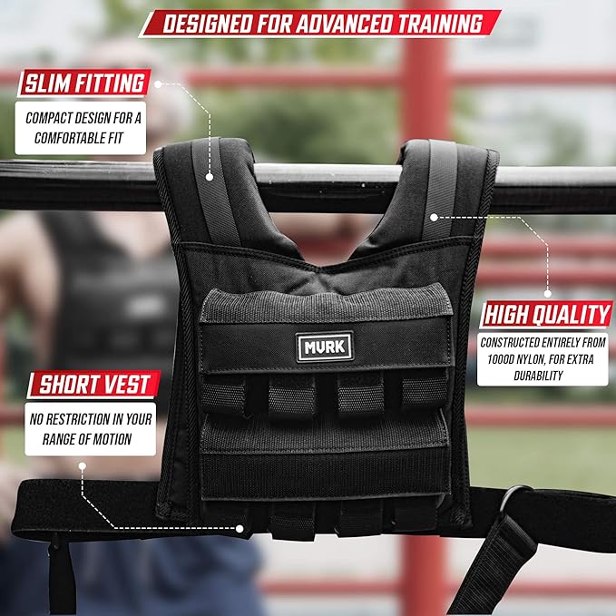 MVRK Weighted Vest Men 15lbs | 25lbs | 35lbs | 45lbs | 65lbs | 80lbs | 100lbs - Weighted Workout Vest With Removable Iron Weights, Heavy Duty Weighted Exercise Vest For Functional Training & Calisthenics - Weight Vest for Men