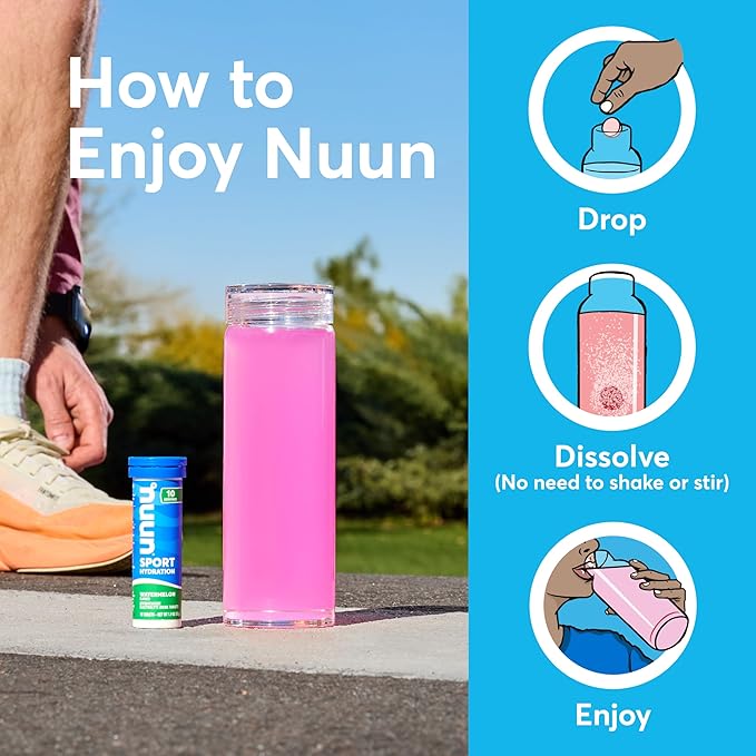 Nuun Sport Electrolyte Tablets with Magnesium, Calcium, Potassium, Chloride & Sodium, Gluten Free & Vegan, Tropical, 8 Pack (80 Servings Total)
