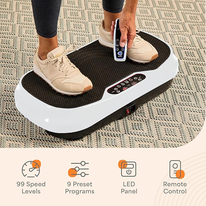 Lifepro Waver Mini Vibration Plate for Lymphatic Drainage – Whole Body Vibrating Platform Exercise Machine for Muscle Toning & Recovery with Remote & Resistance Bands, Max Load 260 lb