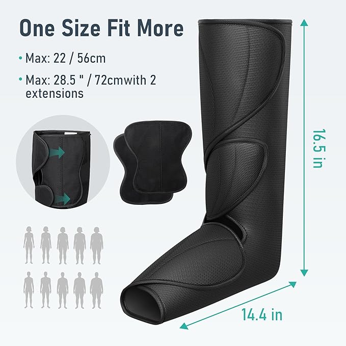 QUINEAR Leg Massager with Heat and Air Compression,Foot and Calf Massager for Circulation and Pain,Compression Boots with 3modes and 3 Intensities,Gift for Dad Mom