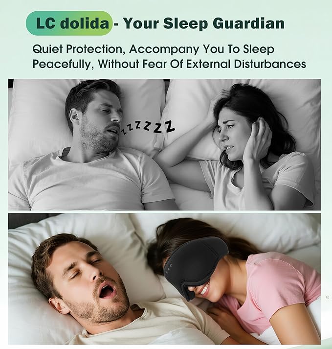 Sleep Mask with Headphones Bluetooth 5.4๏ผLC-dolida 2025 New 3D Bluetooth Sleep Mask Headphones with Soft Bamboo Cotton for Side Sleepers Women Men, Sustainable Luxury for Better Sleep