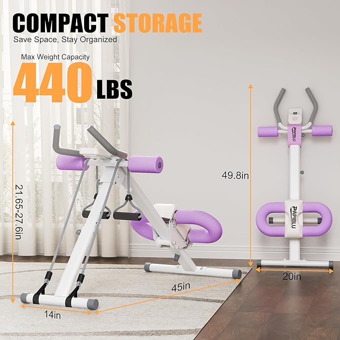 Abdominal Trainers - Adjustable Ab Trainer Machine, Foldable Abdominal Workout Equipment with Knee Protection - Home Gym Core Strength Trainer for Men & Women