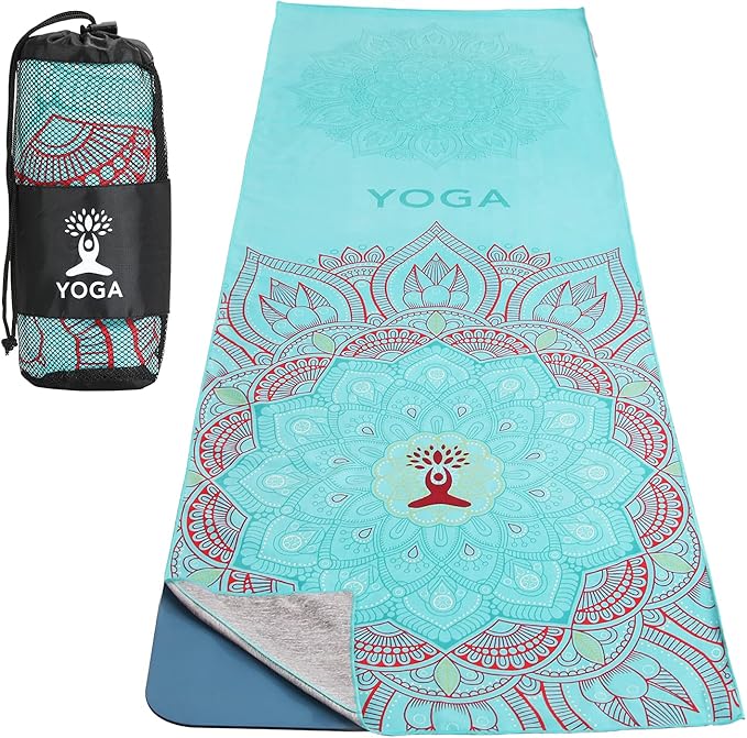 MoKo Yoga Towel, Non Slip Hot Yoga Blanket Printing Pattern Quick Dry with Corner Pocket for Bikram, Pilates, Gym Workout, Outdoor Picnic