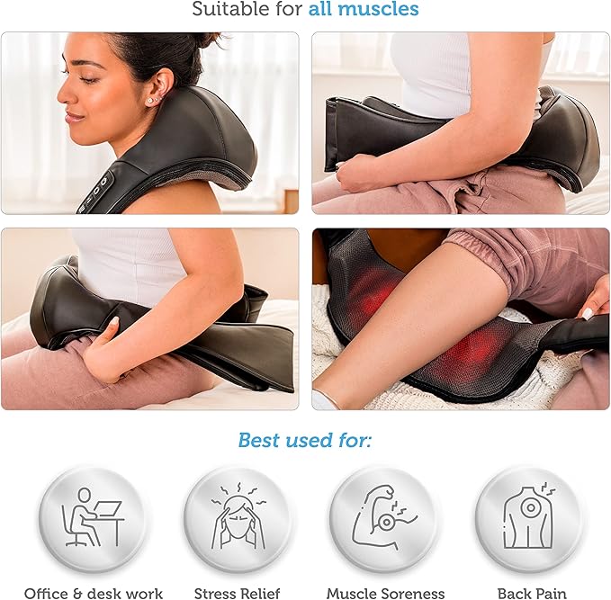 COMFIER Shiatsu Neck and Shoulder Massager,Gifts for Mom Dad,Deep Kneading Massage Pillow with Heat, Back Massager, Pillow Massage, Black