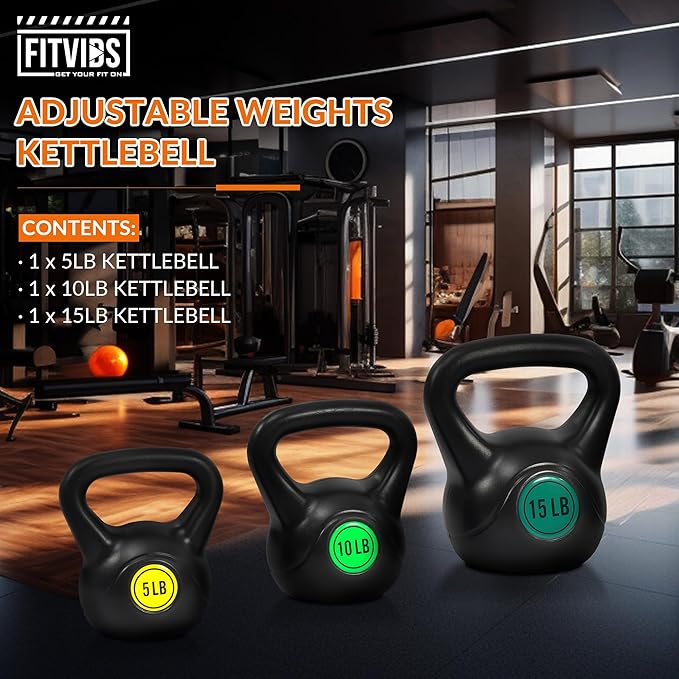 Kettlebell Sets 4 Piece Strength Training Kettlebells Weight Set 5lb, 10lb, 15lb, 20lb Kettlebells