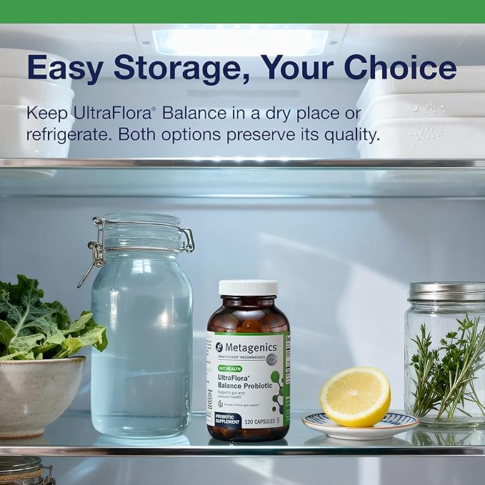 Metagenics UltraFlora Balance Probiotic - Shelf-Stable Daily Gut Health Supplement for Digestive & Immune Support* - Non-GMO & Gluten-Free - 120 Capsules