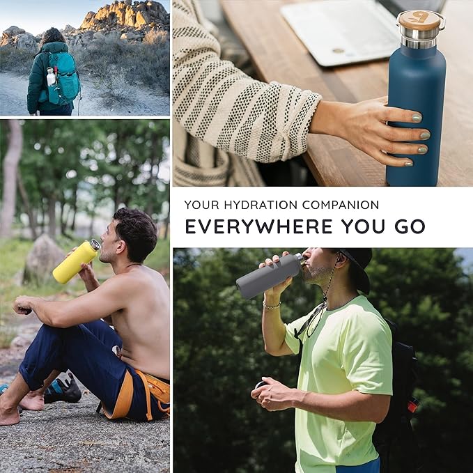 Bambaw Insulated Water Bottle 16 oz, Lavender Water Bottle Stainless Steel, Metal Water Bottle for Travel, Hot Water Bottle, Stainless Steel Water Bottle – Lavender Haze
