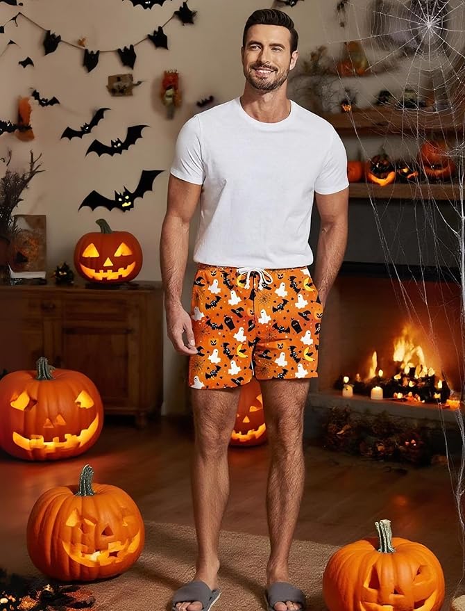 Deyeek 5.5 Inch Mens Pajama Shorts Sleep Cotton Lounge PJ Lightweight Elastic Waist Drawstring Nightwear Bottom with Pockets