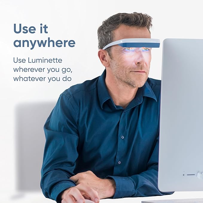 Luminette 3 Light Therapy Glasses - Wearable Light Therapy Lamp - Natural Relief for Sleep Problems, Seasonal Mood Disorders & Jet lag - Portable Daylight Lamp - 300,000 Satisfied Users (Blue)