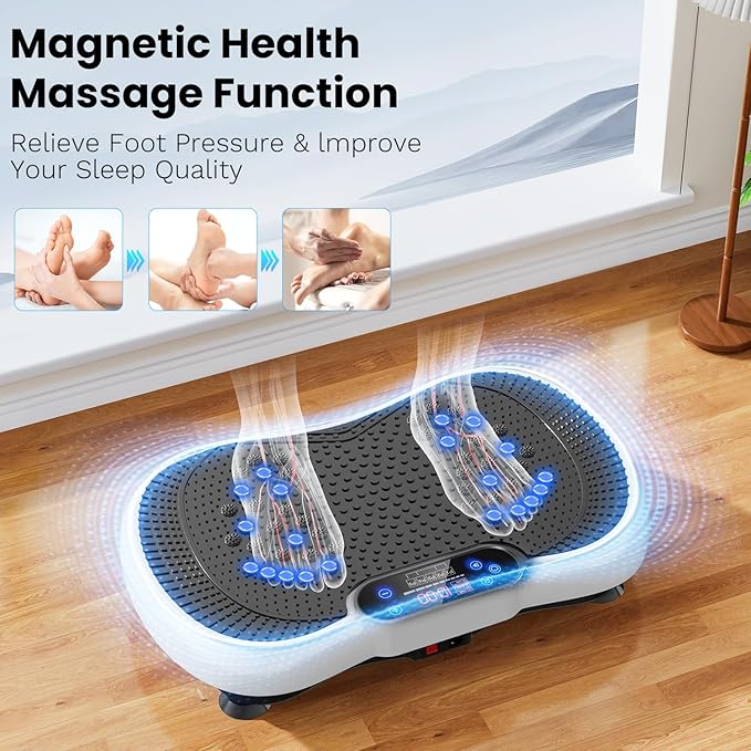 Vibration Plate Exercise Machine, Lymphatic Drainage Machine for Weight Loss, 100-Speed Platform with Remote & Bands, Quiet Full Body Vibrating Plate 500 Lbs Capacity Fitness Platform