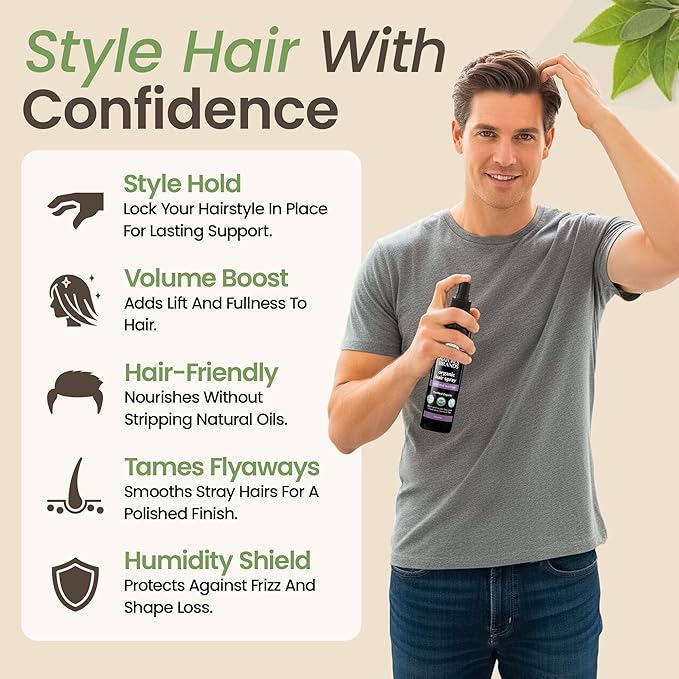 Hair Spray 8 Oz Bottle – USDA Organic Certified, Paraben-Free, Cruelty-Free and Vegan - With Natural Botanical Extracts - For All Hair Types by Nature's Brands is Made In USA.