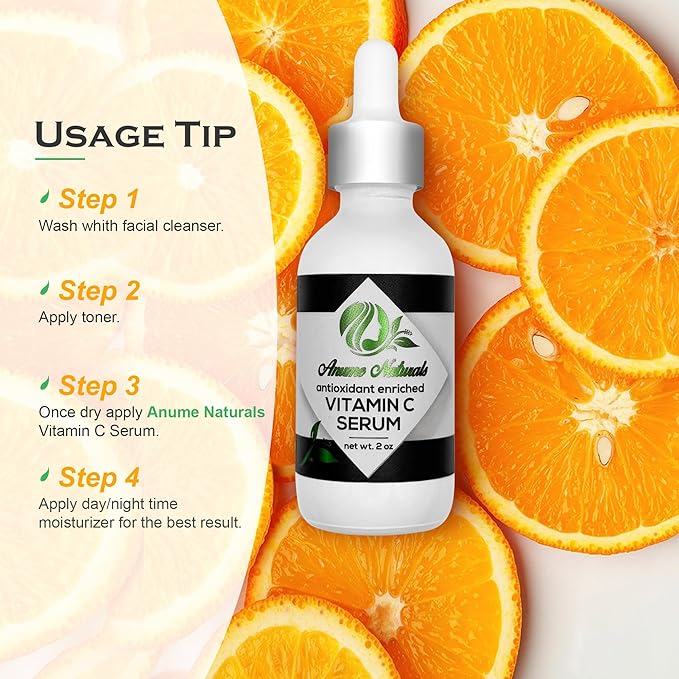 Vitamin C Serum For Face With Hyaluronic Acid, Vitamin E & Ferulic Acid - Brightening & Anti-Aging Formula for Glowing Skin - Hydrates, Evens Tone & Reduces Fine Lines - 60ml