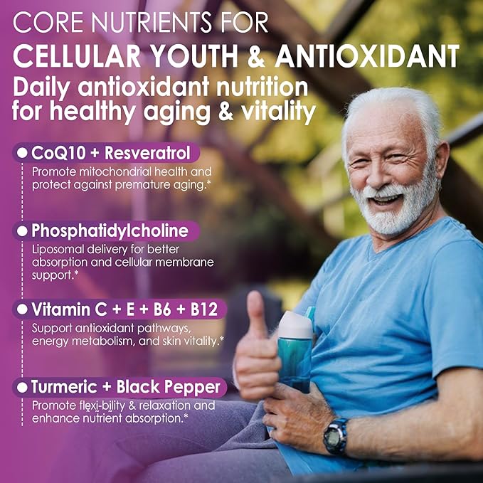 Melatonin 100mg for Antioxidant & Cognitive Health, Ultra High Dose Melatonin with CoQ10, Turmeric, Trans-Resveratrol, Vitamin B12 C E for Brain Anti-Aging, Cellular Repair and Energy, 75 Softgels