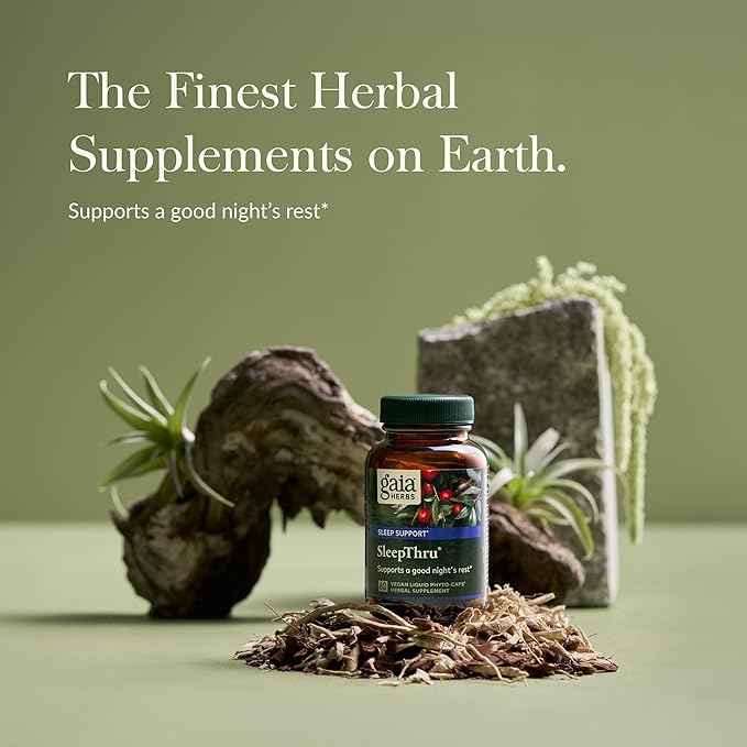 Gaia Herbs SleepThru - Sleep Support Supplement with Ashwagandha Root, Magnolia Bark, Passionflower & Jujube Date* - 60 Vegan Liquid Phyto-Capsules (30-Day Supply)