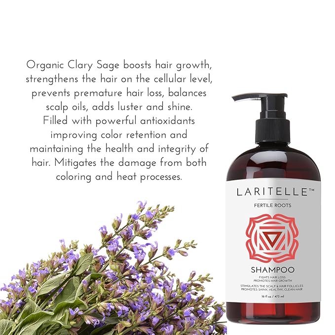 Laritelle Organic Hair Growth Shampoo 17.5 oz – Fortifying & Strengthening with Ayurvedic Herbs, Lavender, Ginger, Rosemary, Patchouli, Clove – Reduces Shedding, Promotes Growth – Vegan, Made in USA