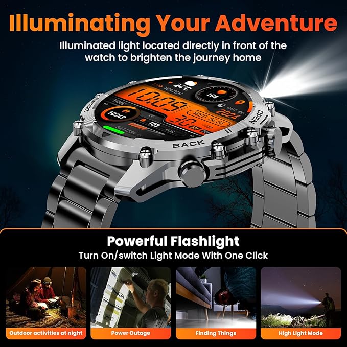 Hwagol Smart Watch Gifts for Dad(Calls/Answer),1.52'' Military Smart Watches for Men for Android iPhone,100+ Sport Modes/Heart Rate/Sleep Monitor Fitness Tracker,Two Accessories and Three Bands Kits
