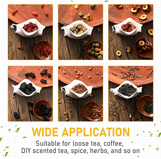 1000 Pcs Disposable Tea Bags Bulk for Loose Leaf Tea Drawstring Empty Coffee Sachets Filter Infuser Strainers for Coffee Spice Herbs(2.75 X 3.54 Inch)
