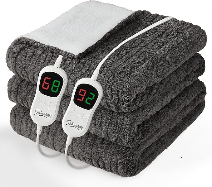 Homemate Electric Heated Blanket King - 100"x90" Heating Bed Blankets Throw with 10 Heating Levels 8 Hours Auto Off Fast Heating Over-Heated Protection Ultra Soft Warm Flannel ETL Certified