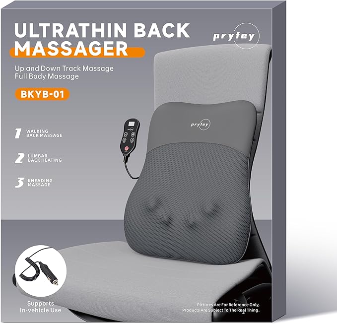 Back Massager, Ultrathin Rolling Up and Down Back Massage with Heat 4D Kneading & Red Light Therapy for Pain Relief Deep Tissue,Shoulder Massager Gift for Men Women Parents Relaxation at Car,Grey