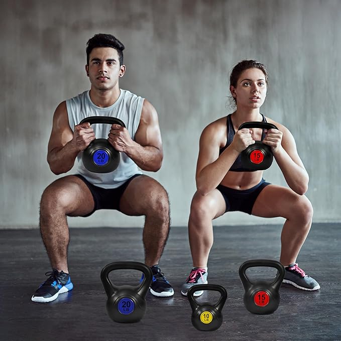 Kettlebell Sets 4 Piece Strength Training Kettlebells Weight Set 5lb, 10lb, 15lb, 20lb Kettlebells