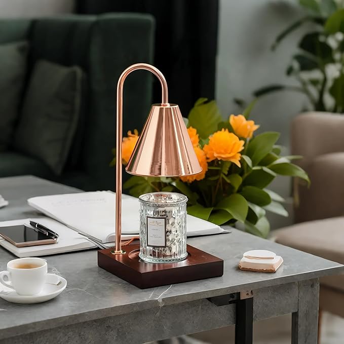 Candle Warmer Lamp with Timer-Electric, Home Decor, Dimmable Candle Light Warmer,House Warming Gifts New Home, Christmas Gifts for Women,Wax Melt Warmer for Jar Candles (Rose Gold)