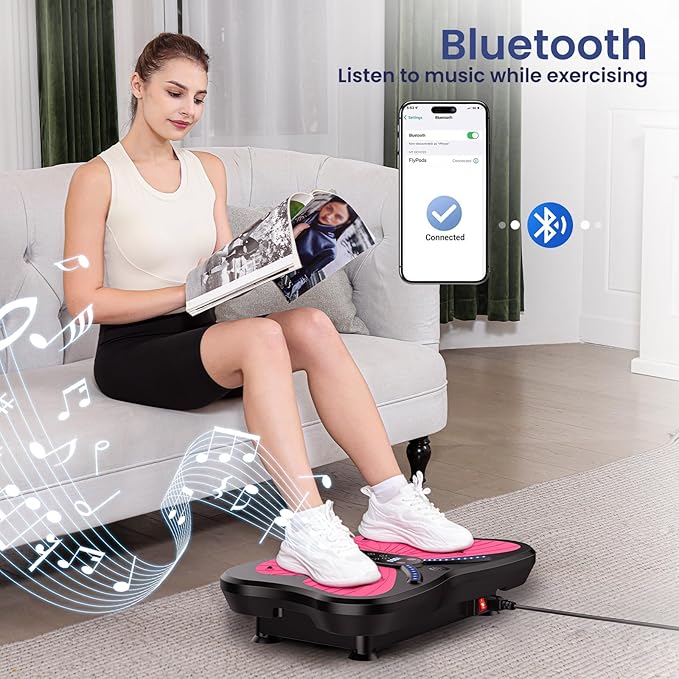 Vibration Plate Exercise Machine for Lymphatic Drainage, Vibration Machine for Full-Body Weight Loss, Vibrate Fitness Platform 300 Lbs & 200 Adjustable Speeds for Women Men Home Gym