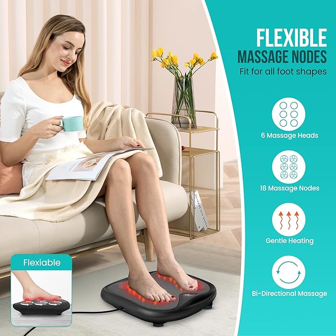 Snailax Shiatsu Foot Massager with Heat, Kneading Foot & Back Massager, Electric Feet Massager Machine for Plantar Fasciitis, Heated Foot Warmer, Gifts
