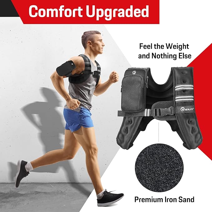 Weighted Vest for Men & Women, 5lbs/10lbs/15lbs/20lbs Weight Vest, Perfect for Running, Walking, Fitness, and Strength Training