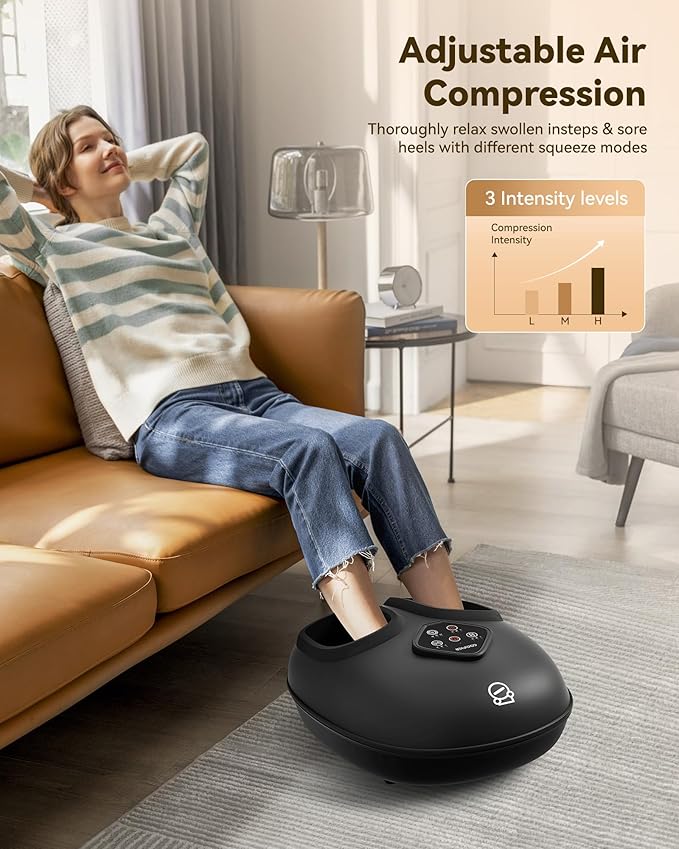 COMFIER 2025 Shiatsu Foot Massager with Heat,Compression,Kneading &Rolling,Foot Massager for Neuropathy,Plantar Fasciitis,Upgraded for Larger Feet Machine(Size 15),Home or Office, Gift for Women/Men