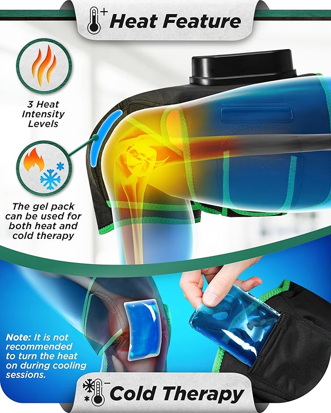 Lunix LX4 Knee Massager with Heat and Compression, Rechargeable Thigh, Calf, and Knee Wrap with Cold or Heat Therapy, Leg Brace and Heating Pad, Green