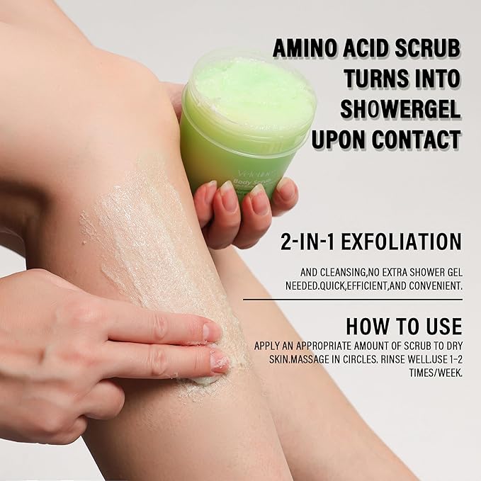 Tumeric Body Scrub Exfoliator With Vitamin C,Niacinamide,PHA,Bikini and Underarm Exfoliating Scrub,Gently Deep Cleaning & Moisturizing,Including Sensitive Skin 250g(Yellow Green)