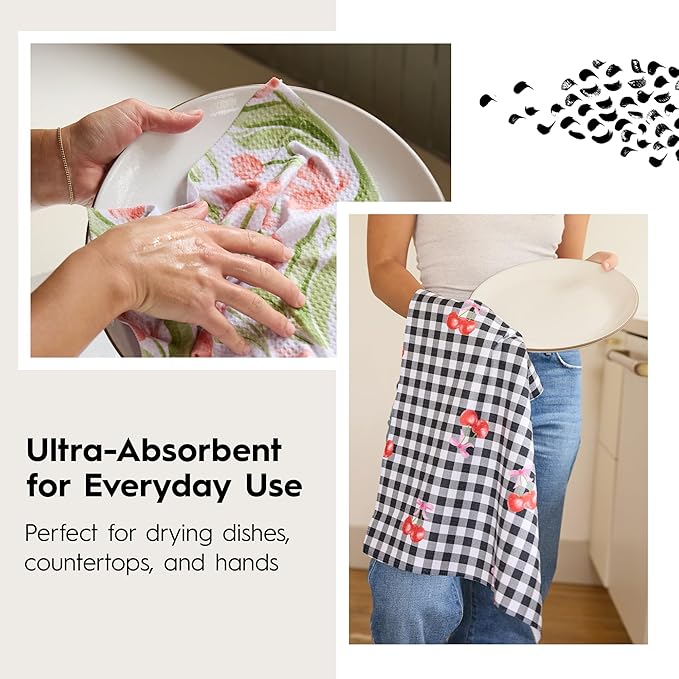 GEOMETRY Double Sided Kitchen Tea Towel -Quick Dry Microfiber Cloth Dish Towels for Kitchen Drying - Premium Quick Dry Towel (Patriotic, 1-Pack)