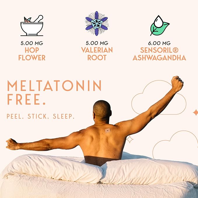 Klova Melatonin-Free Sleep Patches for Adults | Natural Sleep Aid with Ashwagandha, Valerian, GABA & L-Theanine | Fall Asleep Faster, Stay Asleep Longer & Wake Refreshed | 28 Patches