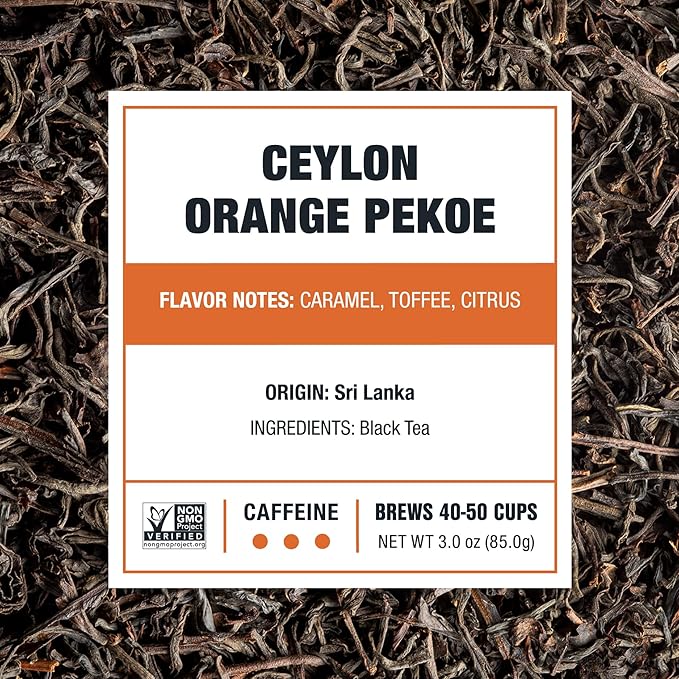 Tiesta Tea - Ceylon Orange Pekoe Black Tea, Loose Leaf, Single Origin Premium Black from Sri Lanka, Pure Unblended High Caffeinated, Hot or Iced Brew & Up to 50 Cups, 3oz Refillable Tin