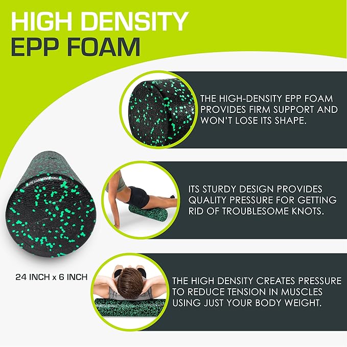 ProsourceFit High Density Foam Rollers 12 - inches Long, Firm Full Body Athletic Massage Tool for Back Stretching, Yoga, Pilates, Post Workout Muscle Recuperation