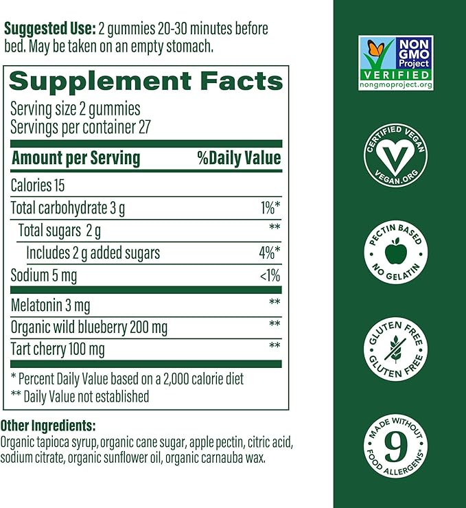 MegaFood Melatonin Gummies - Melatonin 3mg per Serving to Help Relax & Fall Asleep – Sleep Gummies for Adults - Berry Flavor, Non-GMO, Certified Vegan - 54 Count (27 Servings)
