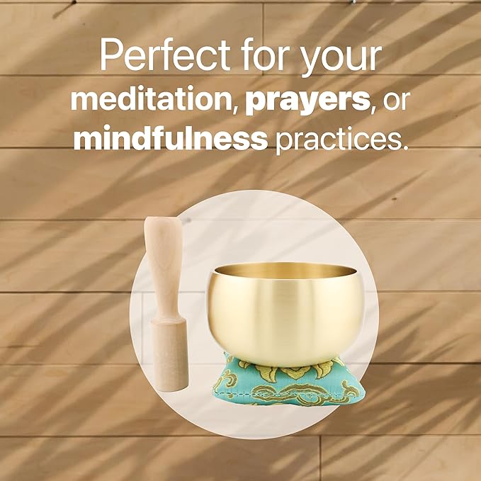 Tibetan Singing Bowl Set – 4-Inch BeMindful Sound Bowl for Meditation, Calm & Stress Relief | Designed for Tapping & Singing – Pure Resonance for Sound Healing, Yoga & Mindfulness – by CircleUp