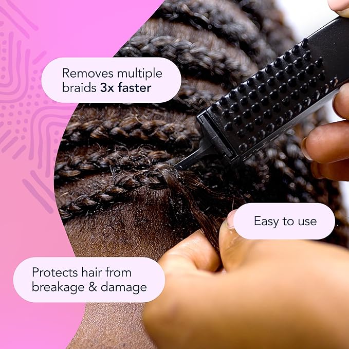 The UnBraider Detangler Brush For Braids | Unbraider To Take Braids Out | Premium Unbraiding Hair Brushes For Women | No Tugging & Breakage | All Hair Types | Black Onyx | 1 Count