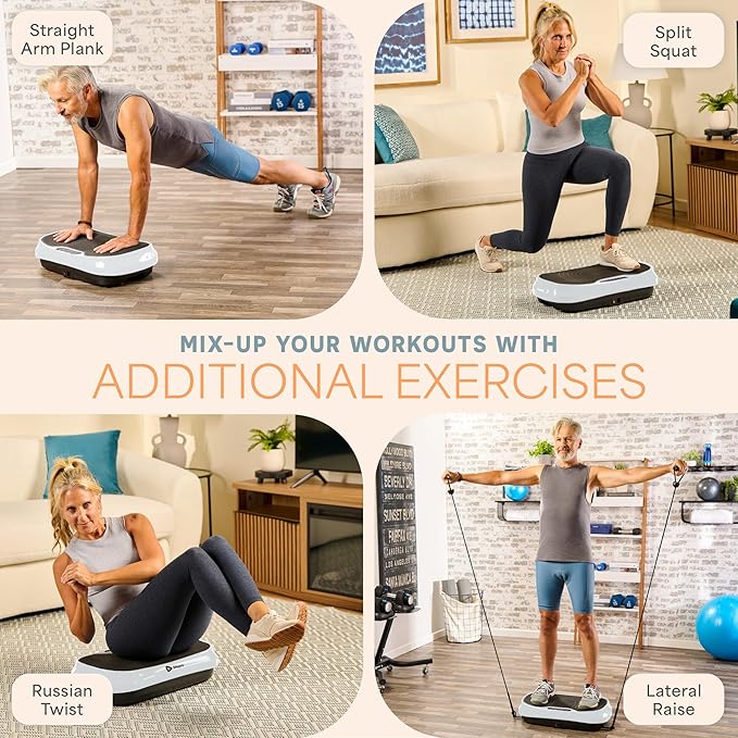 Lifepro Waver Mini Vibration Plate for Lymphatic Drainage – Whole Body Vibrating Platform Exercise Machine for Muscle Toning & Recovery with Remote & Resistance Bands, Max Load 260 lb