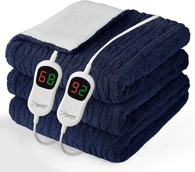 Homemate Electric Heated Blanket Queen - 84"x90" Heating Bed Blankets Throw with 10 Heating Levels 8 Hours Auto Off Fast Heating Over-Heated Protection Ultra Soft Warm Flannel ETL Certified