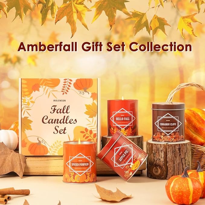 Hello Fall Scented Candle – 9 oz Soy Wax in Travel-Friendly Reusable Tin, Non-Toxic & Clean Burning, 50-Hour Burn – Cozy Autumn Fragrance, Holiday Gift & Fall Decor for Women & Men
