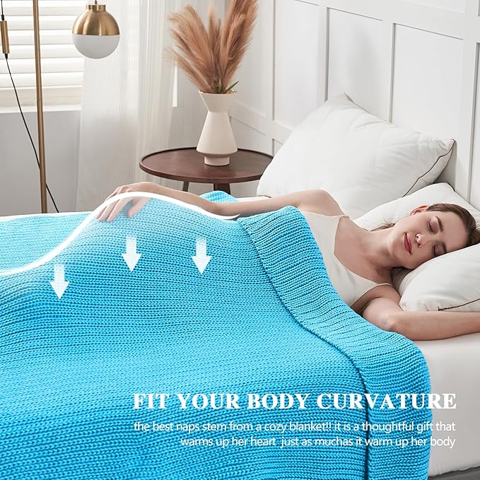L'AGRATY Knitted Weighted Blanket - 48"x72" 20lbs Cooling Chunky Knit Heavy Blanket for Adults Braided Crochet Throw Thick Cable Yarn Knit Decorative No Beads Evenly Weighted Machine Washable