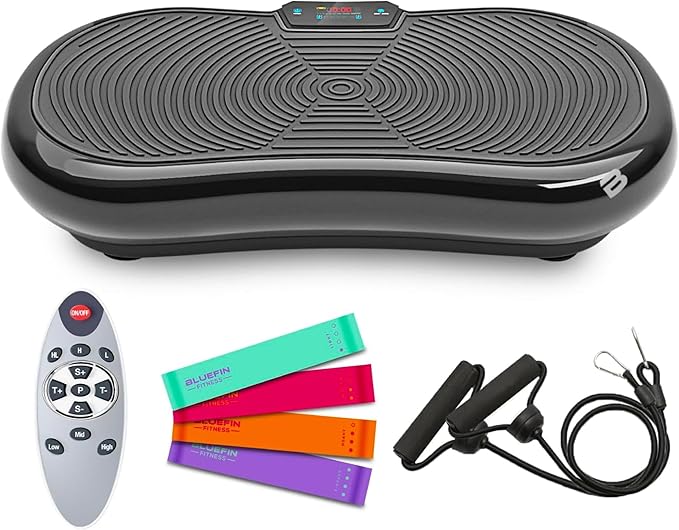 Bluefin Fitness Ultra Slim and Premium 3D Power Vibration Plate - Innovational Vibro Shaper 5 Programs + 180 Levels - Noiseless Home Fitness Bluetooth Speakers Easy Storage Sleek & Compact Design