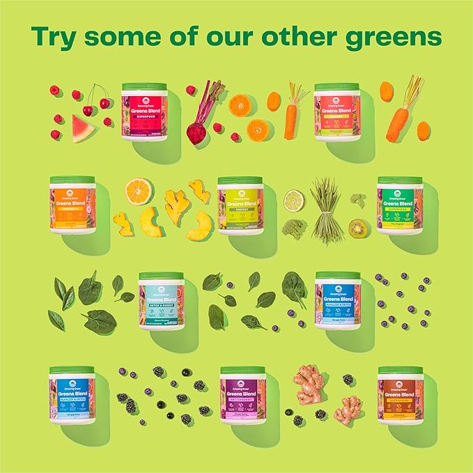 Amazing Grass Greens Blend Superfood for Immune Support: Super Greens Powder Smoothie Mix with Organic Spirulina, Chlorella, Beet Root Powder, Digestive Enzymes & Probiotics, Elderberry, 30 Servings