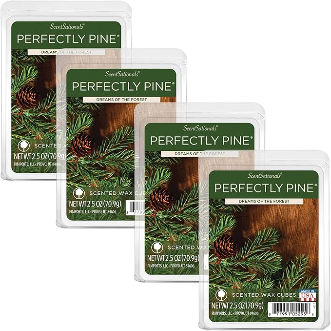 Scentsationals Wax Melts - Perfectly Pine Scented Fragrance - Wax Cubes Pack, Air Freshener - 10oz (24-Cubes)