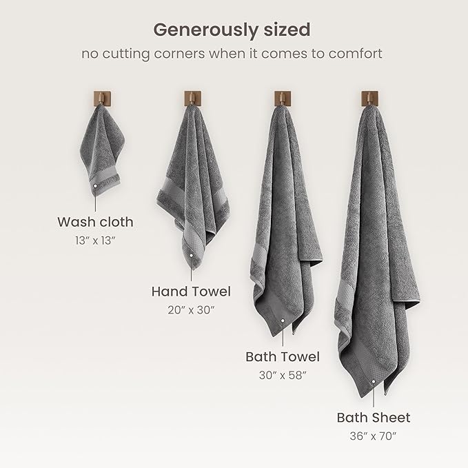 BIOWEAVES 100% Organic Cotton 700 GSM Plush Washcloths 13" x 13" GOTS Certified - Light Grey, Pack of 12